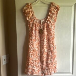 Blu Pepper Orange Ruffled Smocked Mini Sundress